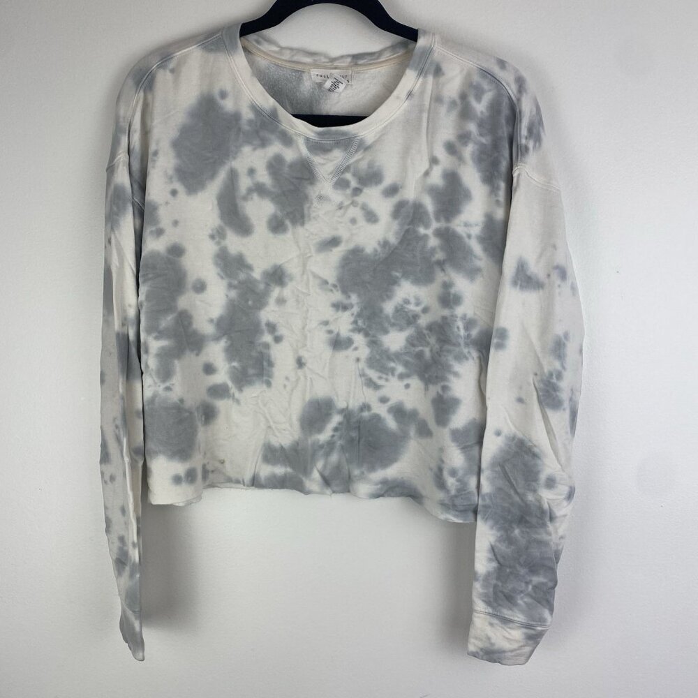 Full Tilt Women's Tie Dye Long Sleeve Crop Top Size S Gray White Boxy